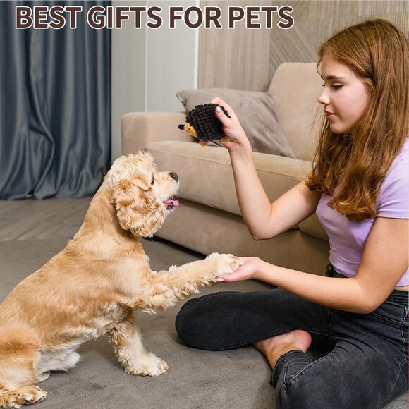 Plush Hedgehog Dog Toys 3 PCS - Squeaky No-Stuffing Hedgehog for Small and Mediu - Picture 6 of 6